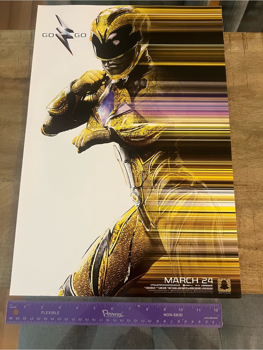 2017 promotional movie poster for Saban's yellow Power Rangers